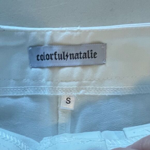 Colorful Natalie White Flare Jeans Size Small 24 Black Flame Print 100% Cotton - Picture 9 of 11